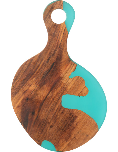 Grande Planche à découper organique 53x34 en Bois d'acacia Naturel Résine Bleu Noaïra - 2