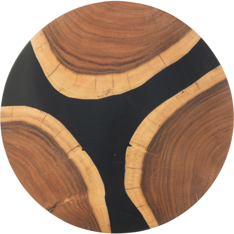 Grande Planche à découper ronde 40 cm en Bois d'acacia Naturel Résine Noir Noaïra - 2