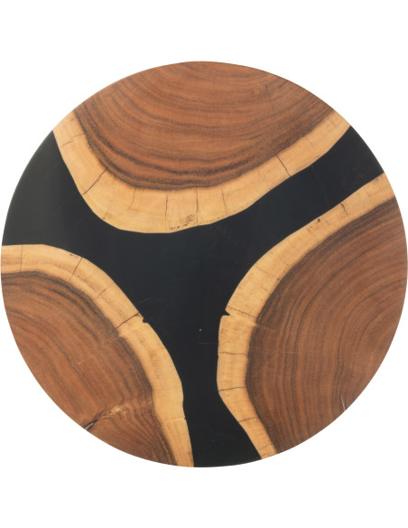 Grande Planche à découper ronde 40 cm en Bois d'acacia Naturel Résine Noir Noaïra - 2