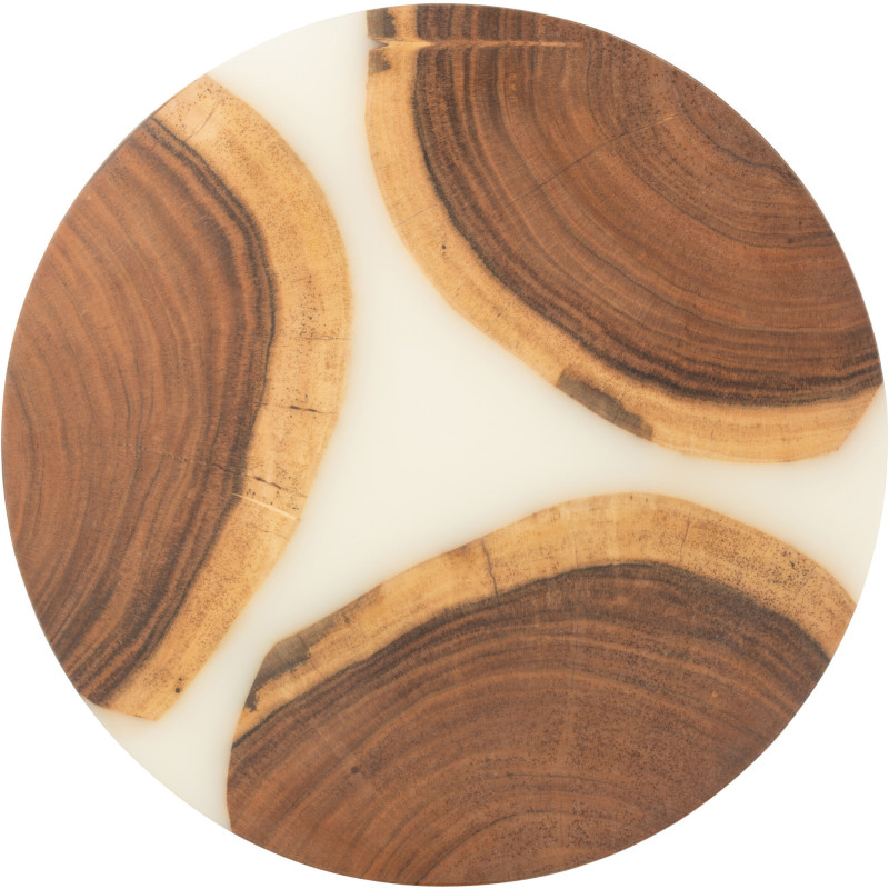 Grande Planche à découper ronde 40 cm en Bois d'acacia Naturel Résine Blanc Noaïra - 2