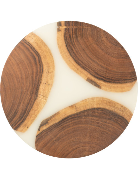 Grande Planche à découper ronde 40 cm en Bois d'acacia Naturel Résine Blanc Noaïra - 2
