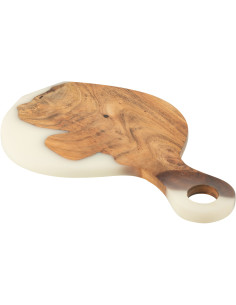 Grande Planche à découper organique 53x34 en Bois d'acacia Naturel Résine Blanc Noaïra - 1