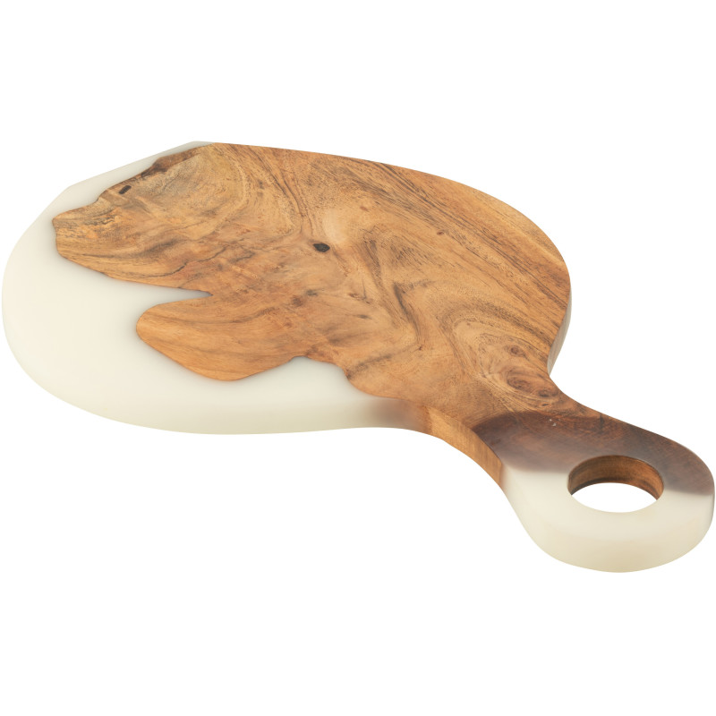 Grande Planche à découper organique 53x34 en Bois d'acacia Naturel Résine Blanc Noaïra - 1