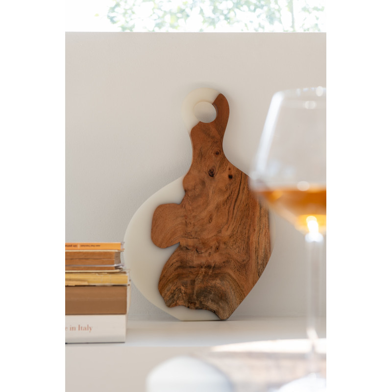 Grande Planche à découper organique 53x34 en Bois d'acacia Naturel Résine Blanc Noaïra - 2