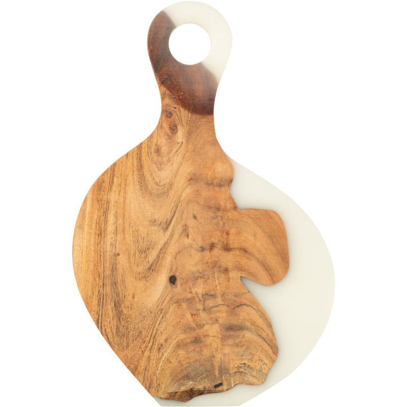 Grande Planche à découper organique 53x34 en Bois d'acacia Naturel Résine Blanc Noaïra - 3