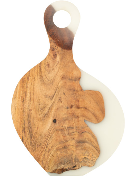 Grande Planche à découper organique 53x34 en Bois d'acacia Naturel Résine Blanc Noaïra - 3