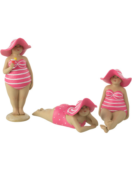 Statuettes déco modernes Baigneuses en Résine Rose Aderia (Lot de 3) - 1