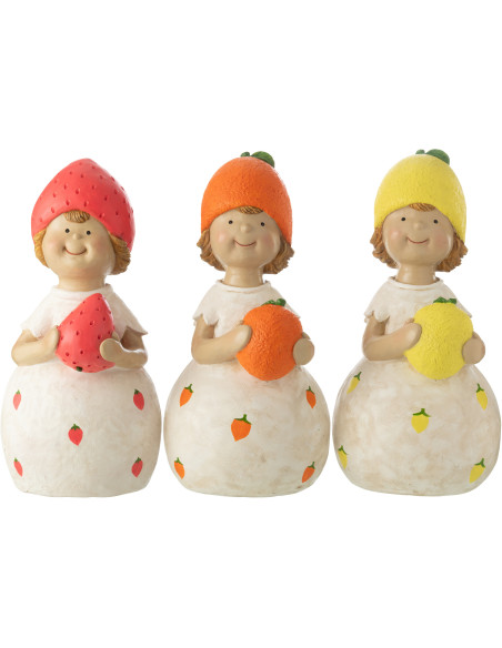 Grandes Statues de jardin Enfants Fruits Hauteur 62 cm en Résine Blanc Orange Jaune Rouge Ngo (Lot de 3) - 1