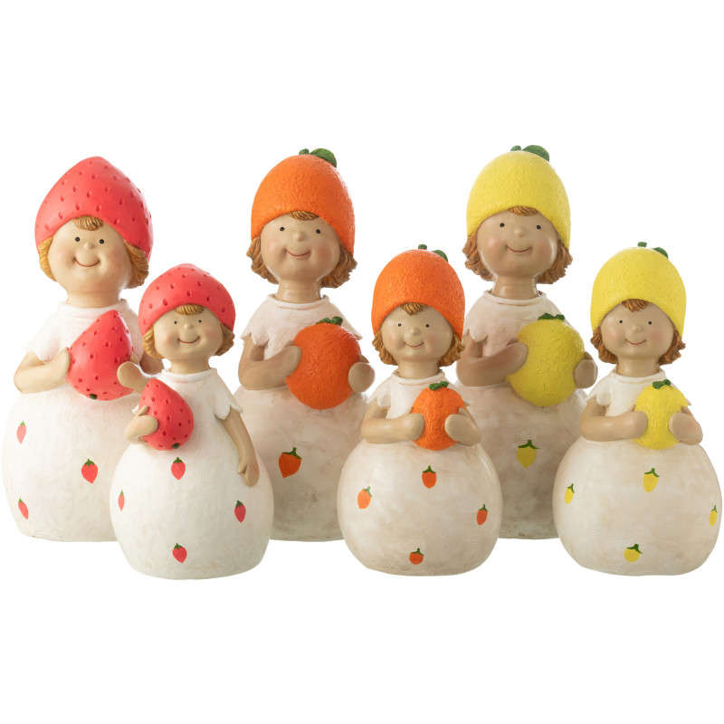 Grandes Statues de jardin Enfants Fruits Hauteur 62 cm en Résine Blanc Orange Jaune Rouge Ngo (Lot de 3) - 3