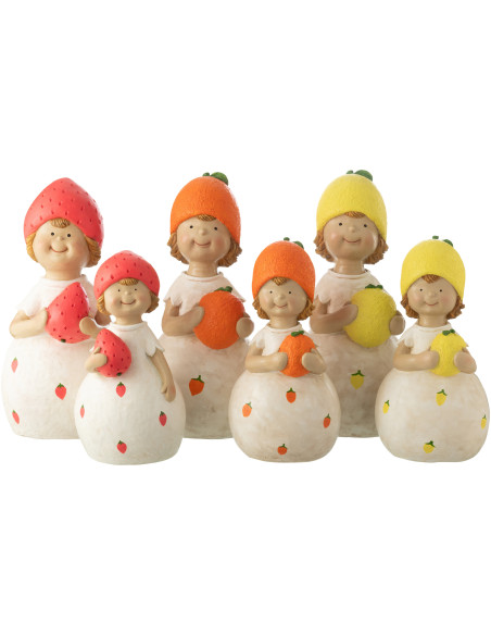 Grandes Statues de jardin Enfants Fruits Hauteur 62 cm en Résine Blanc Orange Jaune Rouge Ngo (Lot de 3) - 3