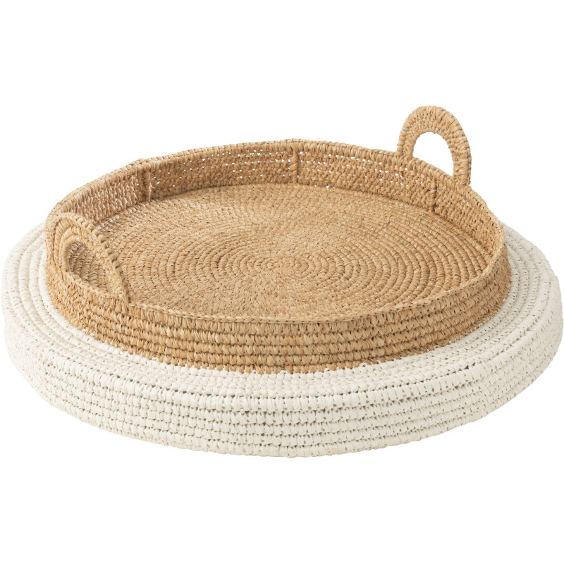 Grand Plateau flottant pour piscine Diamètre 75 cm en Polystyrène Naturel Blanc Tressé Teloria - 1