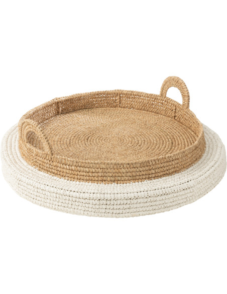 Grand Plateau flottant pour piscine Diamètre 75 cm en Polystyrène Naturel Blanc Tressé Teloria - 1