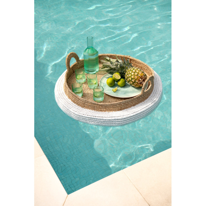 Grand Plateau flottant pour piscine Diamètre 75 cm en Polystyrène Naturel Blanc Tressé Teloria - 2