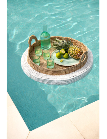 Grand Plateau flottant pour piscine Diamètre 75 cm en Polystyrène Naturel Blanc Tressé Teloria - 2