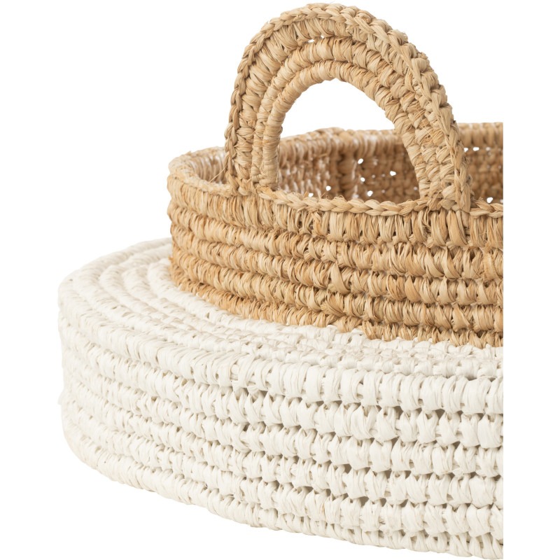 Grand Plateau flottant pour piscine Diamètre 75 cm en Polystyrène Naturel Blanc Tressé Teloria - 3