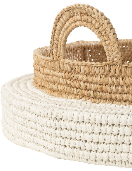 Grand Plateau flottant pour piscine Diamètre 75 cm en Polystyrène Naturel Blanc Tressé Teloria - 3