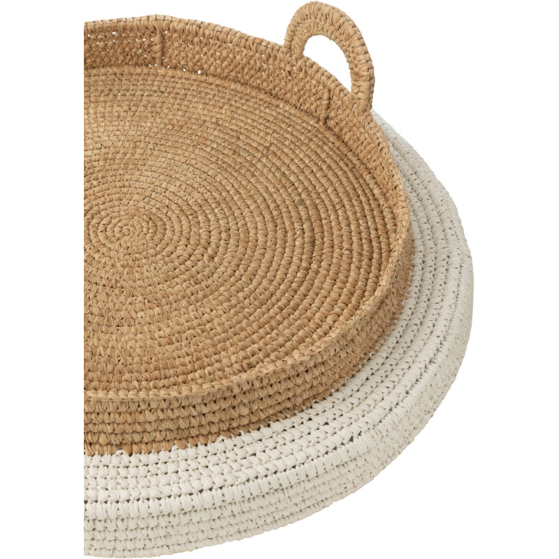 Grand Plateau flottant pour piscine Diamètre 75 cm en Polystyrène Naturel Blanc Tressé Teloria - 4
