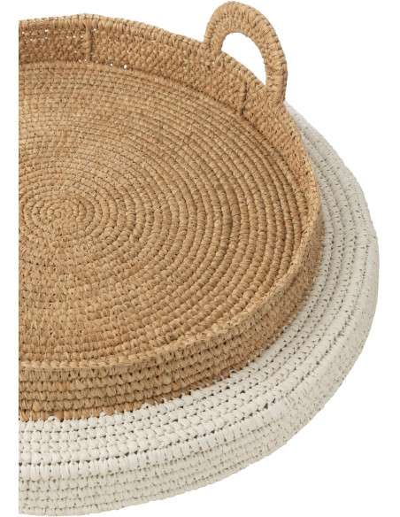 Grand Plateau flottant pour piscine Diamètre 75 cm en Polystyrène Naturel Blanc Tressé Teloria - 4