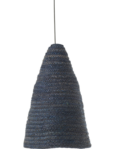 Grand Abat jour pour suspension Diamètre 38 cm en Maïs Bleu foncé Tressé Jovania - 2