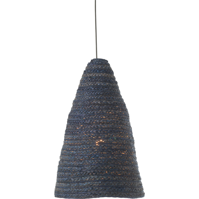 Grand Abat jour pour suspension Diamètre 38 cm en Maïs Bleu foncé Tressé Jovania - 3