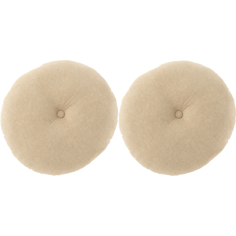 Coussin de sol indien Rond 40x40 en Coton Bleu Vert Beige Motif fleurs Véloria (Lot de 2) - 3