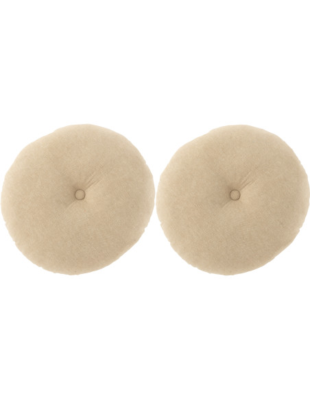 Coussin de sol indien Rond 40x40 en Coton Bleu Vert Beige Motif fleurs Véloria (Lot de 2) - 3