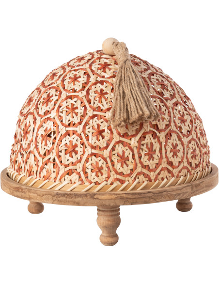 Plateau rond sur pieds avec cloche 30 cm en Bois de sapin Naturel Téréna - 1