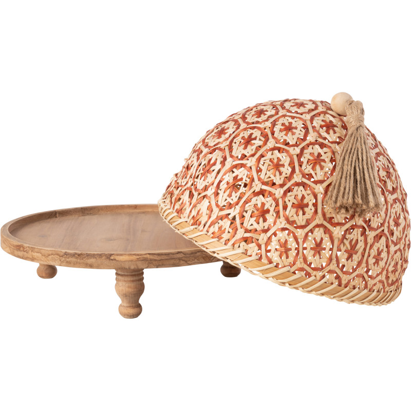 Plateau rond sur pieds avec cloche 30 cm en Bois de sapin Naturel Téréna - 2