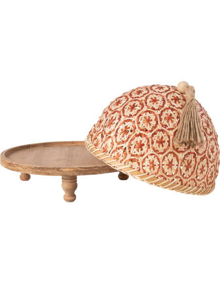 Plateau rond sur pieds avec cloche 30 cm en Bois de sapin Naturel Téréna - 2