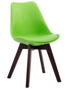Chaise Sakina en Polyuréthane Plastique Vert Bois de hêtre Noyer - 1