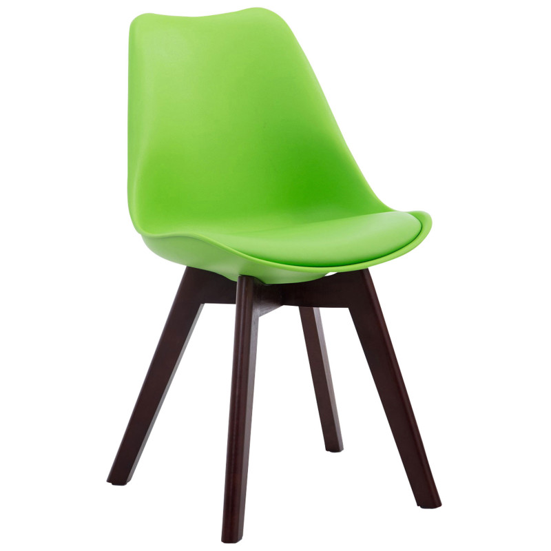 Chaise Sakina en Polyuréthane Plastique Vert Bois de hêtre Noyer - 1