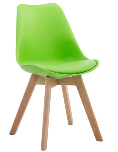 Chaise Sakina en Polyuréthane Plastique Vert Bois de hêtre Naturel - 1