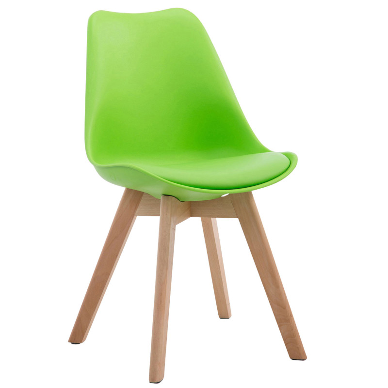 Chaise Sakina en Polyuréthane Plastique Vert Bois de hêtre Naturel - 1