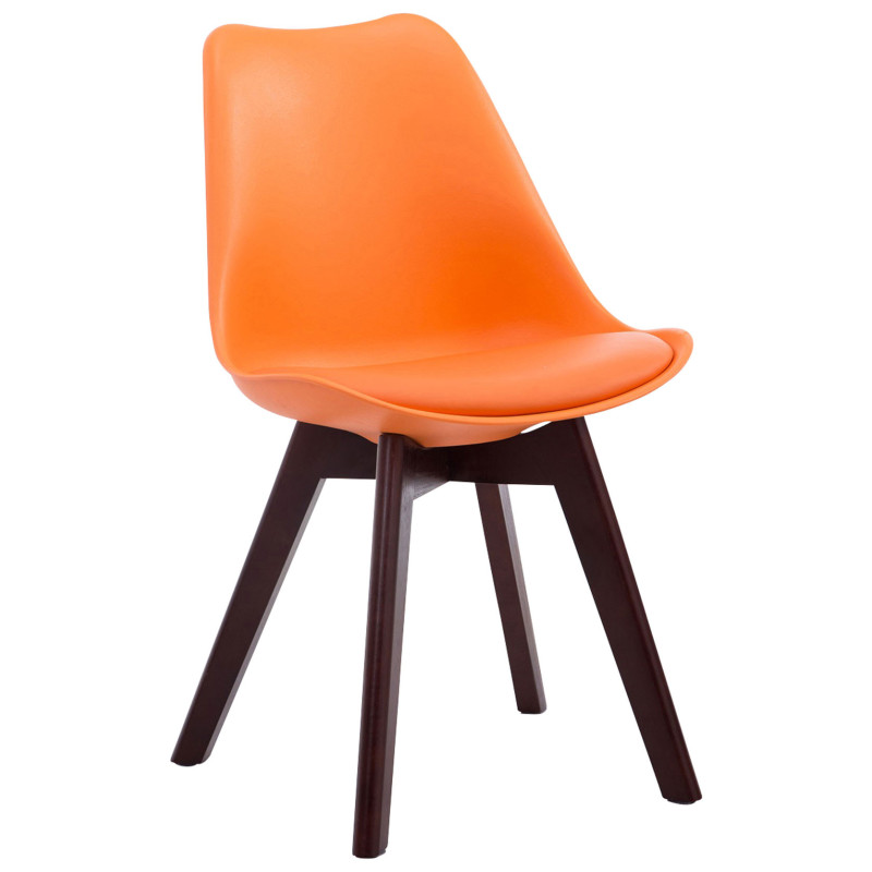 Chaise Sakina en Polyuréthane Plastique Orange Bois de hêtre Noyer - 1