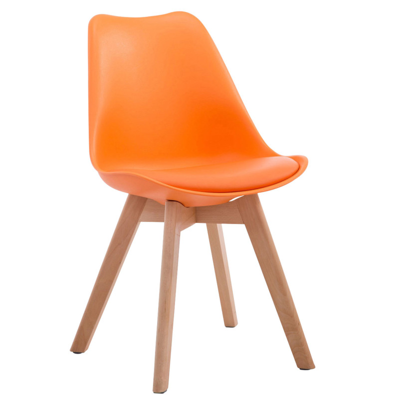 Chaise Sakina en Polyuréthane Plastique Orange Bois de hêtre Naturel - 1