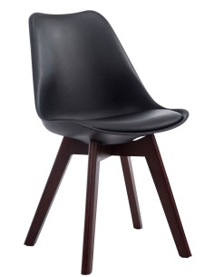 Chaise Sakina en Polyuréthane Plastique Noir Bois de hêtre Noyer - 1