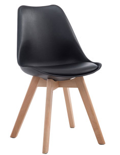 Chaise Sakina en Polyuréthane Plastique Noir Bois de hêtre Naturel - 1