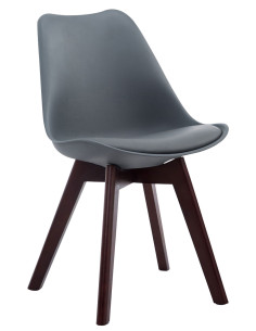 Chaise Sakina en Polyuréthane Plastique Gris Bois de hêtre Noyer  - 1
