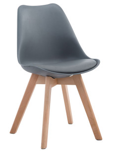 Chaise Sakina en Polyuréthane Plastique Gris Bois de hêtre Naturel - 1