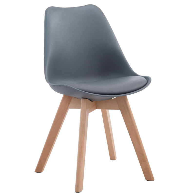Chaise Sakina en Polyuréthane Plastique Gris Bois de hêtre Naturel - 1