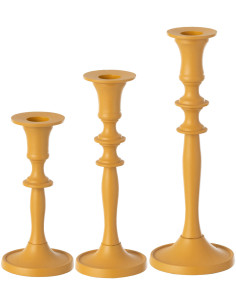 Bougeoir sur pied Zénith Hauteur en Métal Ocre (Lot de 3) - 1