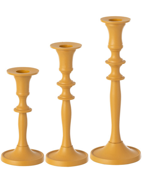 Bougeoir sur pied Zénith Hauteur en Métal Ocre (Lot de 3) - 1