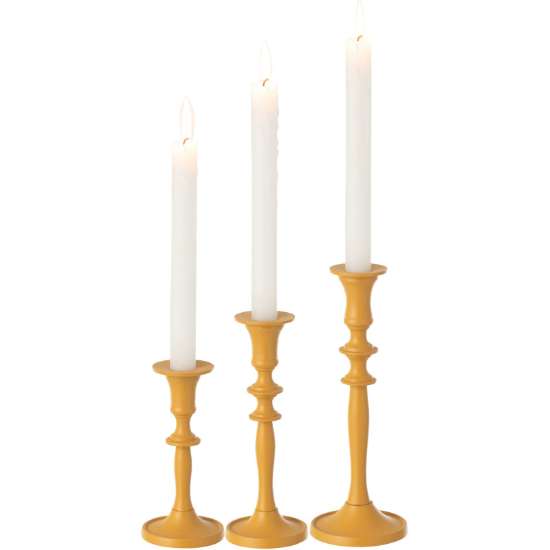 Bougeoir sur pied Zénith Hauteur en Métal Ocre (Lot de 3) - 2