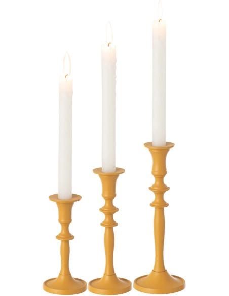 Bougeoir sur pied Zénith Hauteur en Métal Ocre (Lot de 3) - 2