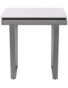 Table basse Carrée en Métal Noir Pierre Blanc Effet marbre Piedra - 1 2