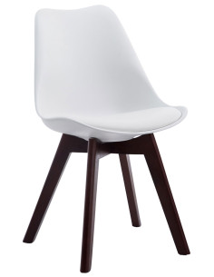 Chaise Sakina en Polyuréthane Plastique Blanc Bois de hêtre Noyer - 1