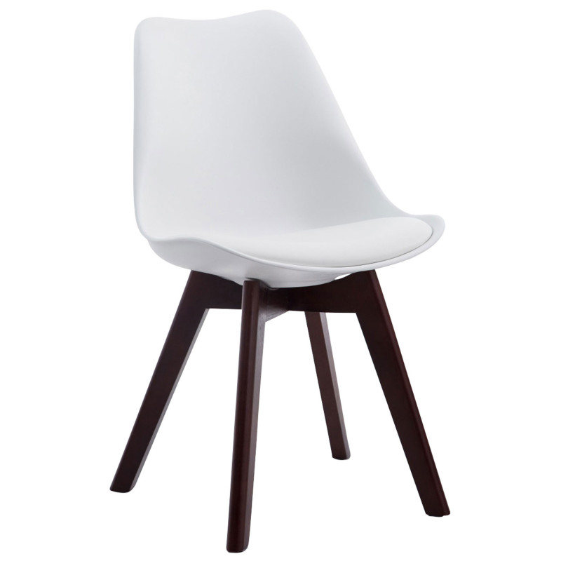 Chaise Sakina en Polyuréthane Plastique Blanc Bois de hêtre Noyer - 1