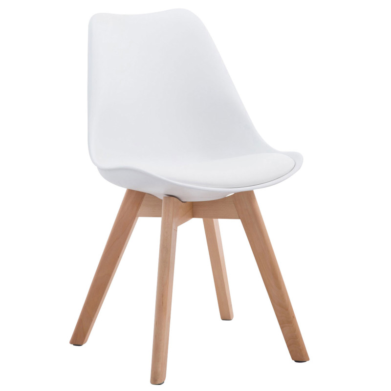 Chaise Sakina en Polyuréthane Plastique Blanc Bois de hêtre Naturel - 1