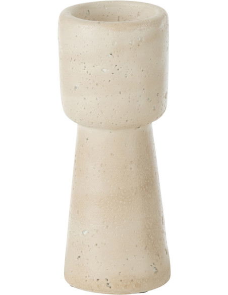 Petit Bougeoir moderne sur pied Hauteur 15 cm en Ciment Blanc crème Olina - 1