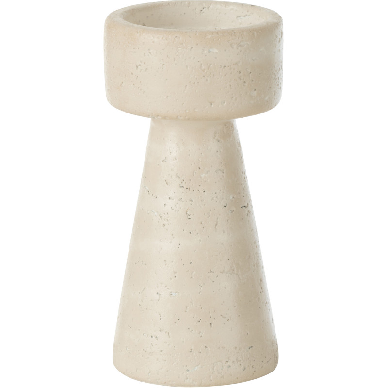 Bougeoir moderne sur pied Hauteur 20 cm en Ciment Blanc crème Olina J-Line - 1